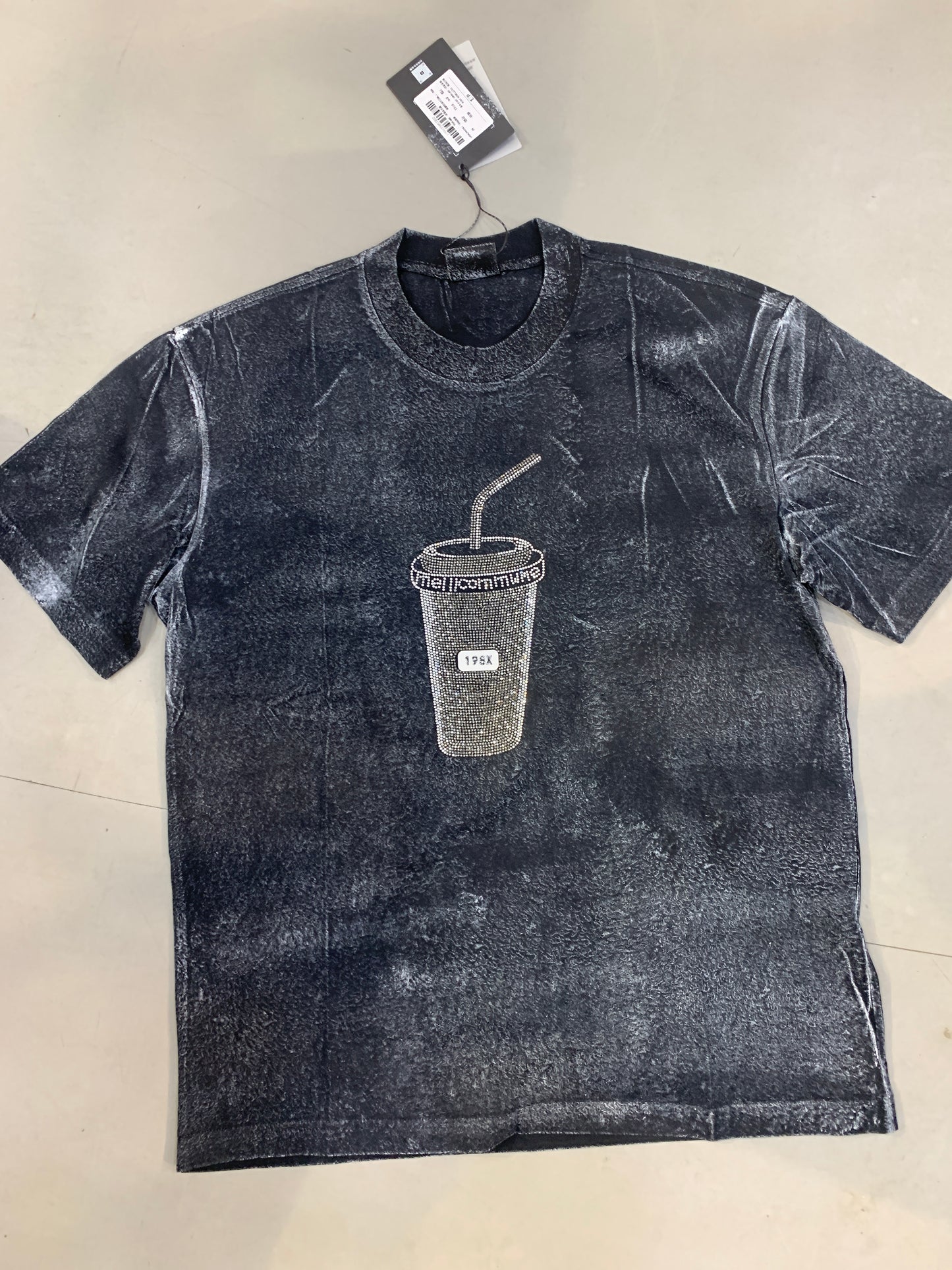 BASCNLUARA Faded Dark Grey Colour 198X Stone Print Premium Quality Imported Oversized Unisex T Shirt 8162