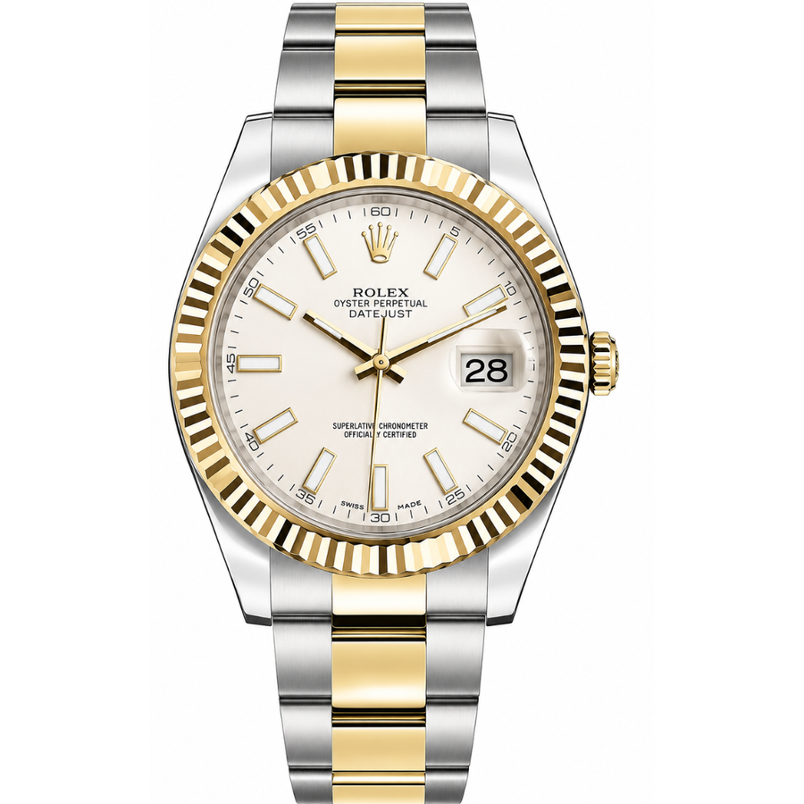 LOR ROL Silver Golden Chain Golden Ring White Dial Men’s Watch 991422