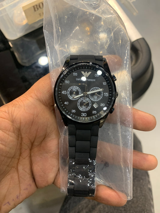 Mra Black Silicone Chain Black Ring Black Dial Men Watch 990762