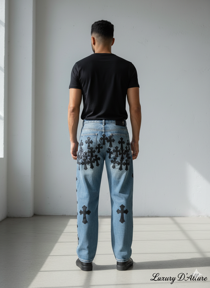 Chr Rhc Blue Colour Black Logo Patch Imported Straight Fit Jean KE-3