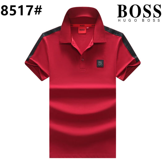 SOB Red Colour With Shoulder Print Premium Quality Collar Tshirt 8517
