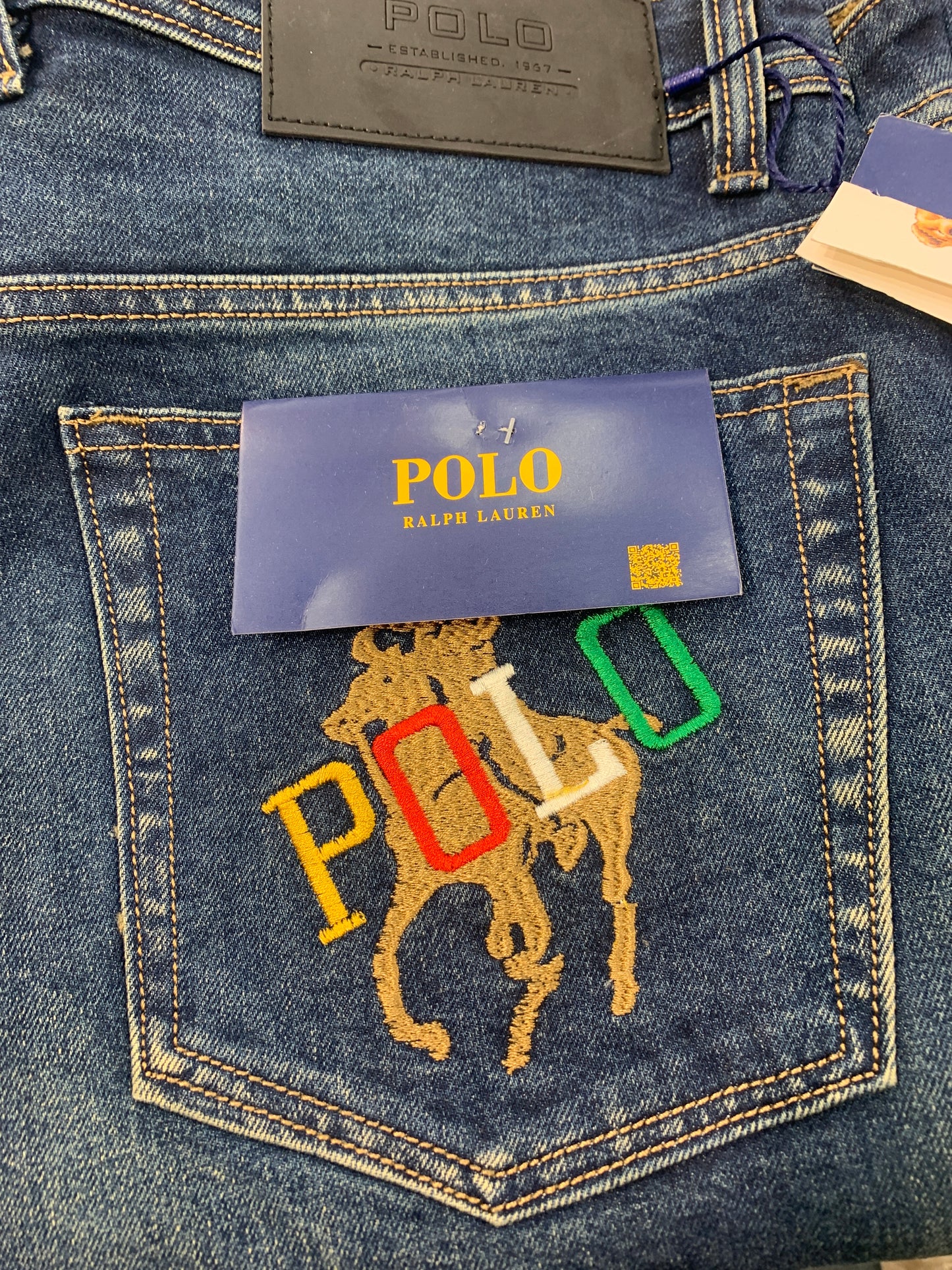 LOP Jeans Dark Blue Colour Straight Fit Back Embroidered Print H4016