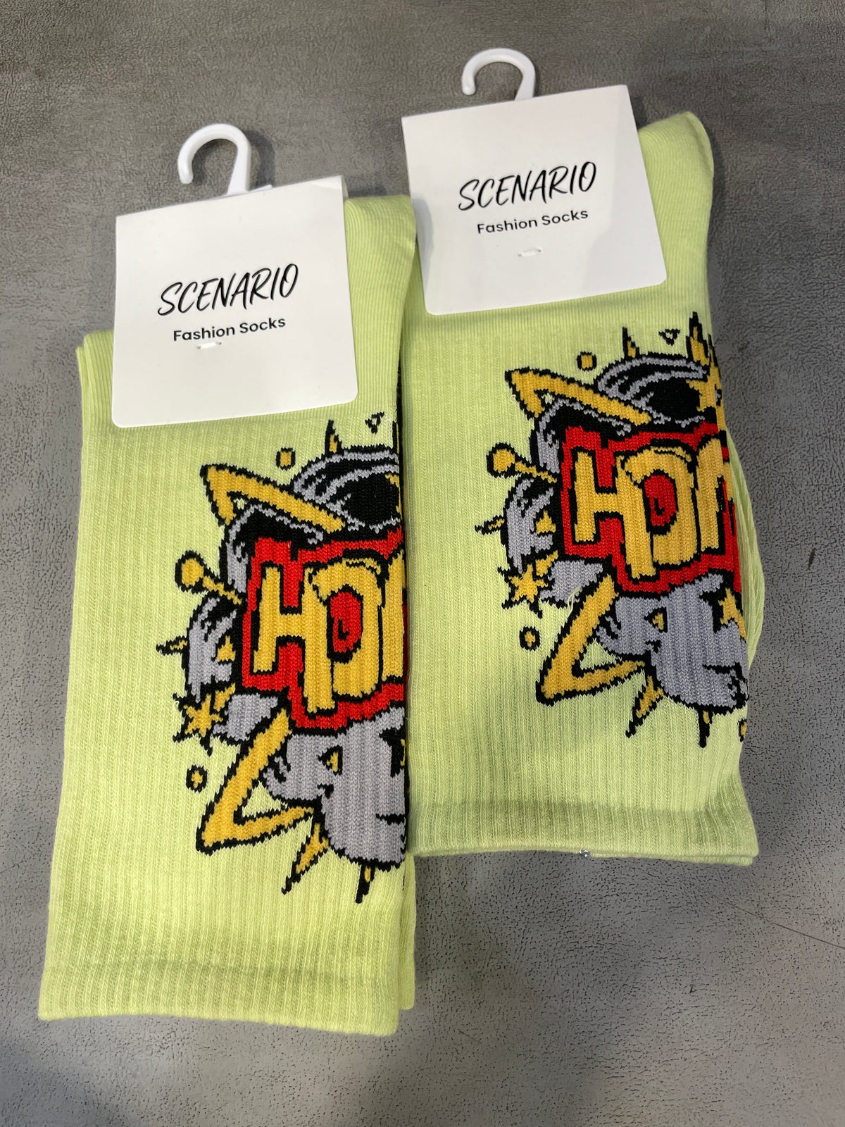 Scenario Green Colour Ouch Print Premium Quality Full Socks 991247