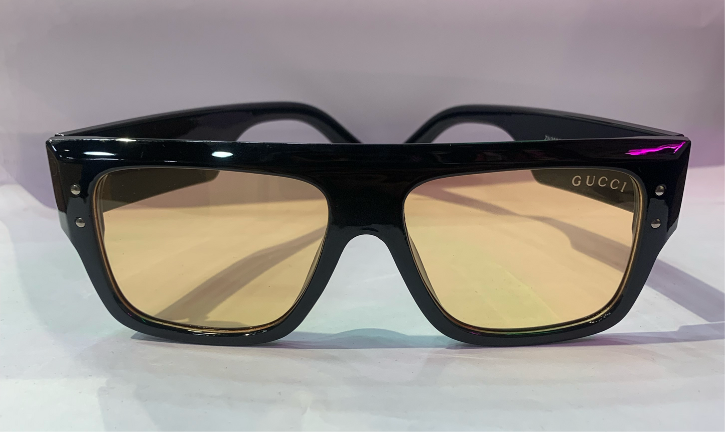 CUG Glossy Black Frame Yellow Shade Unisex Sunglasses ZN3837 55 17-140