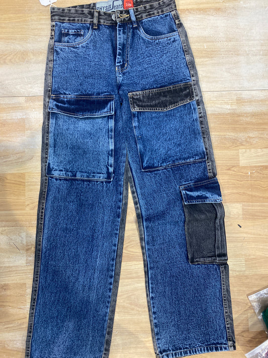 PHYSIX Jeans Blue Colour 5 Pocket Back Grey Straight Fit H9015