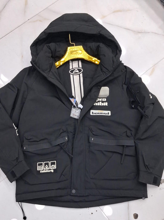 Vogue Black Colour Pro hibit Puffer Hoodie Unisex Jacket