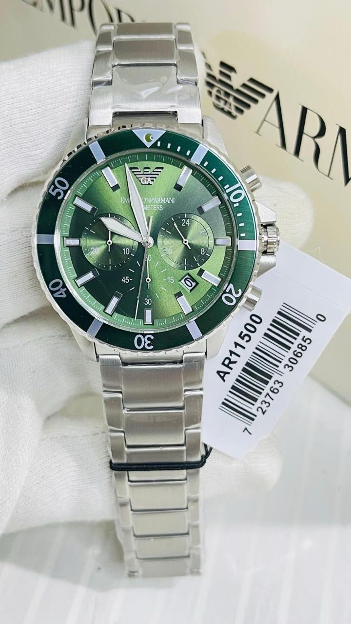 Mra Silver Chain Green Dial Premium Og Quality Men Watch 990461