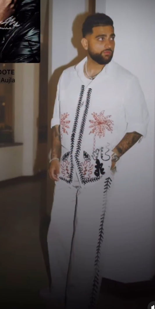 Raz Zar White Colour Linen Coord Set 989096