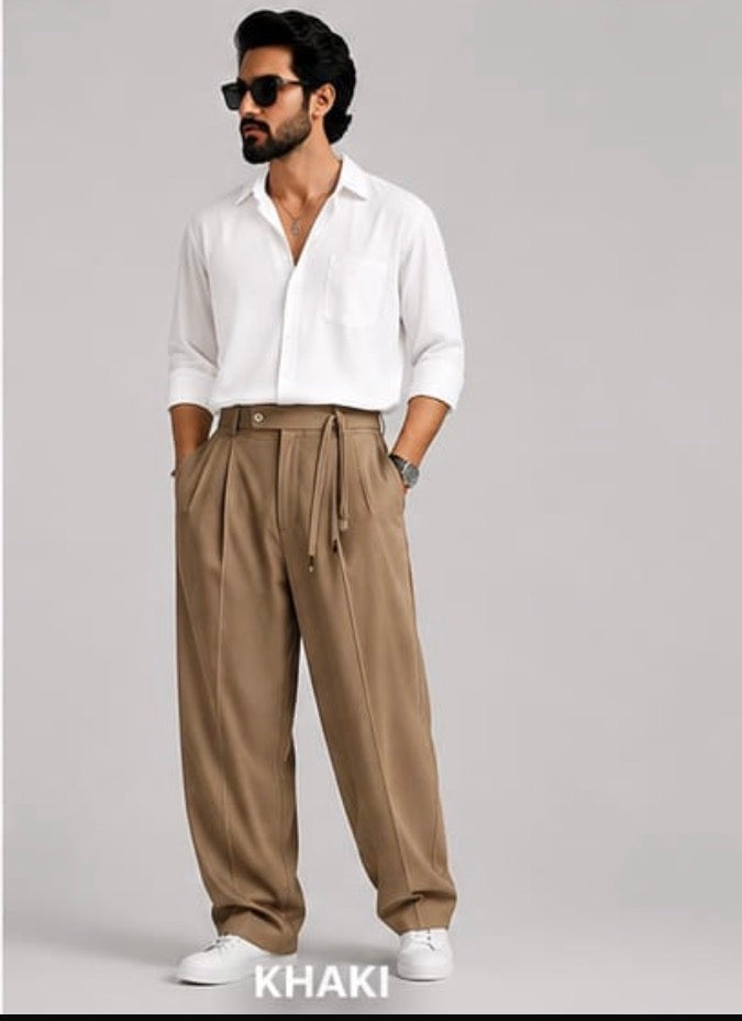 LDA Light Brown Colour Baggy Fit With Belt Premium Quality Unisex Imported Trouser 991108-A