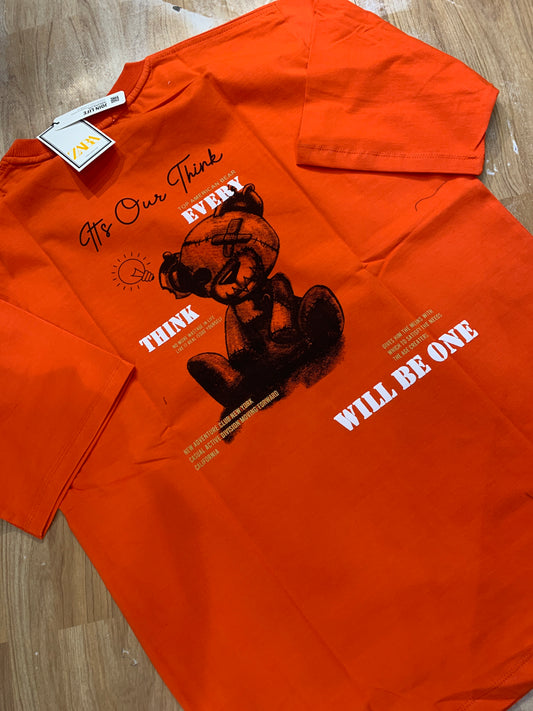 Raz cotton imported T shirts dark orange Colour drop shoulder Its Our Think 988675