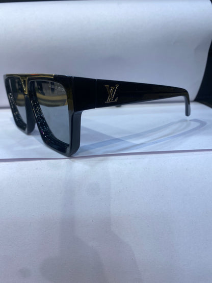 UOL Black Gold Frame Black Shade Unisex Sunglass 6129 61 13 145