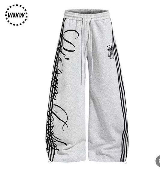 Cocaikw Grey Colour Black Print  Black Strap Premium Quality Imported Baggy Fit Lower 3078-A
