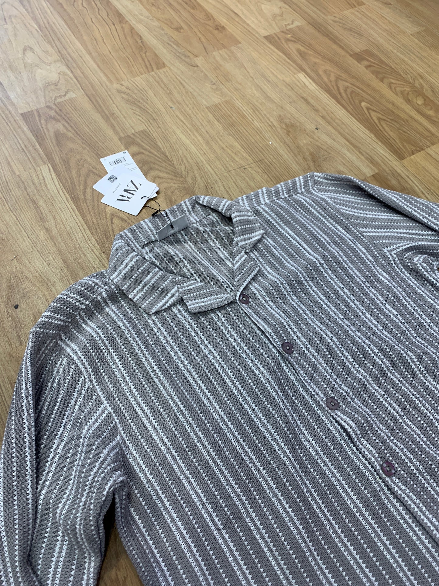 RAZ Grey White Colour With Crochet Design Premium Quality Full Sleeve Shirt 8095