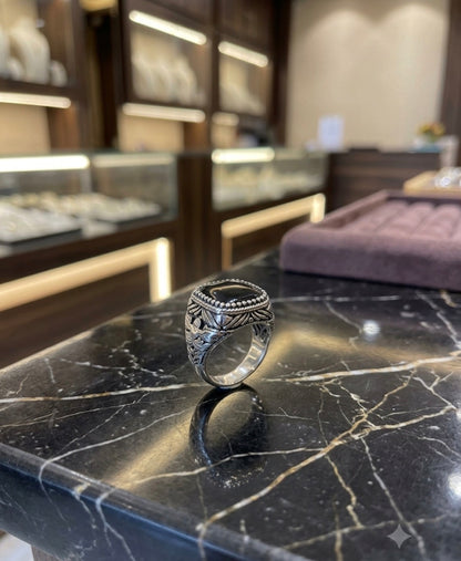 Silver Black Colour Stylish Ring for Men 991101