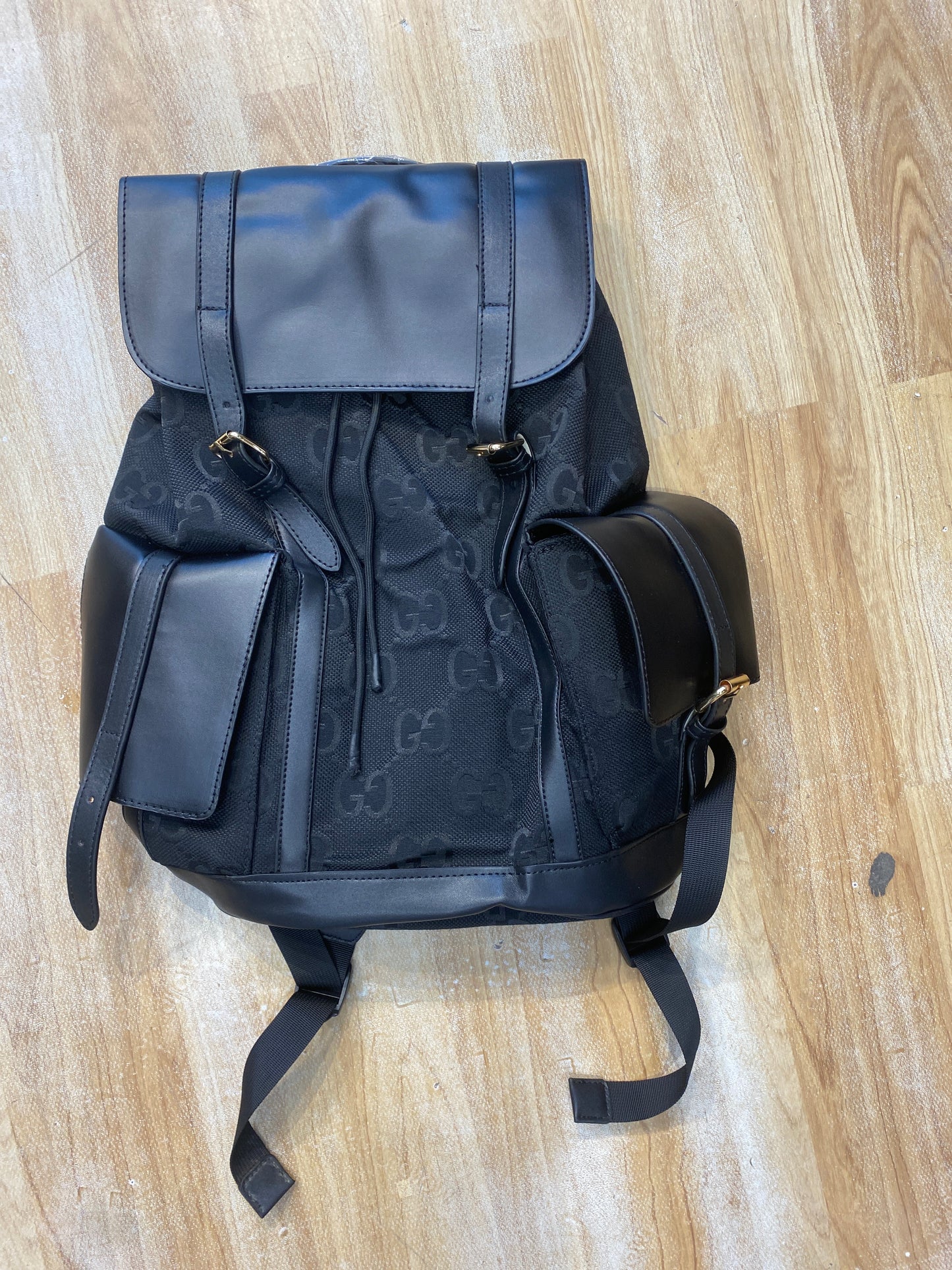 CUG Embroidery Black Grey Unisex Large Backpack Bag 90115