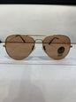 YAR RB Golden Frame Peach Shade Unisex Aviator Sunglass RB 3026 62 14-135