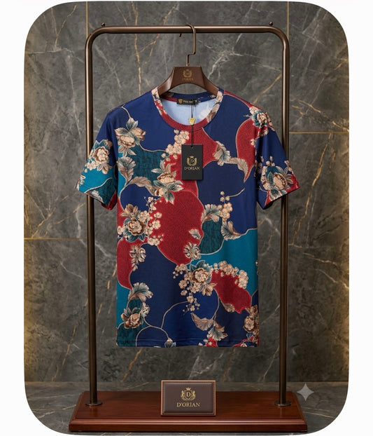 Pull Man Blue Red Green Colour Flower Print Stretchable Fabric Imported Unisex TShirt PM5117