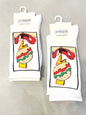 Scenario White Colour Cream Red Print Premium Quality Full Socks 991175