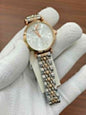Mra Silver Copper Chain White Silver Flower printed Dail Ladies Watch 988624