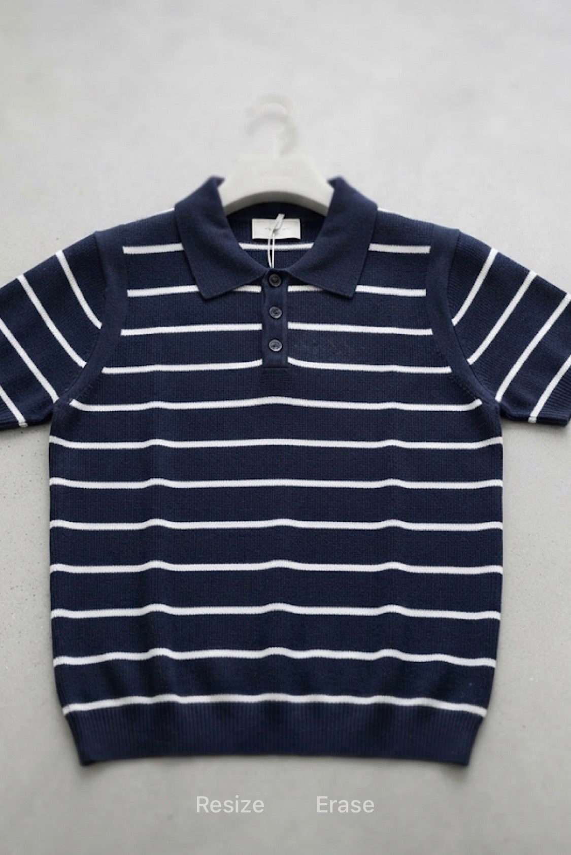 Men Stylish Blue Colour White  Lining Knitted Premium Quality Unisex Collar T-Shirt R86039