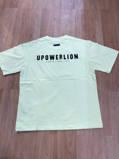 Moguan Design Green Colour Upowerlion Print Premium Quality Round Neck T-Shirt A9808