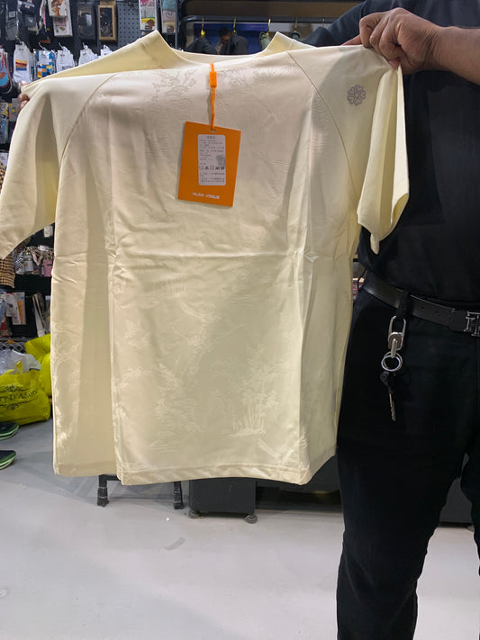 HLDA Silk Cream Printed Round Neck Imported Unisex Tshirt 81192