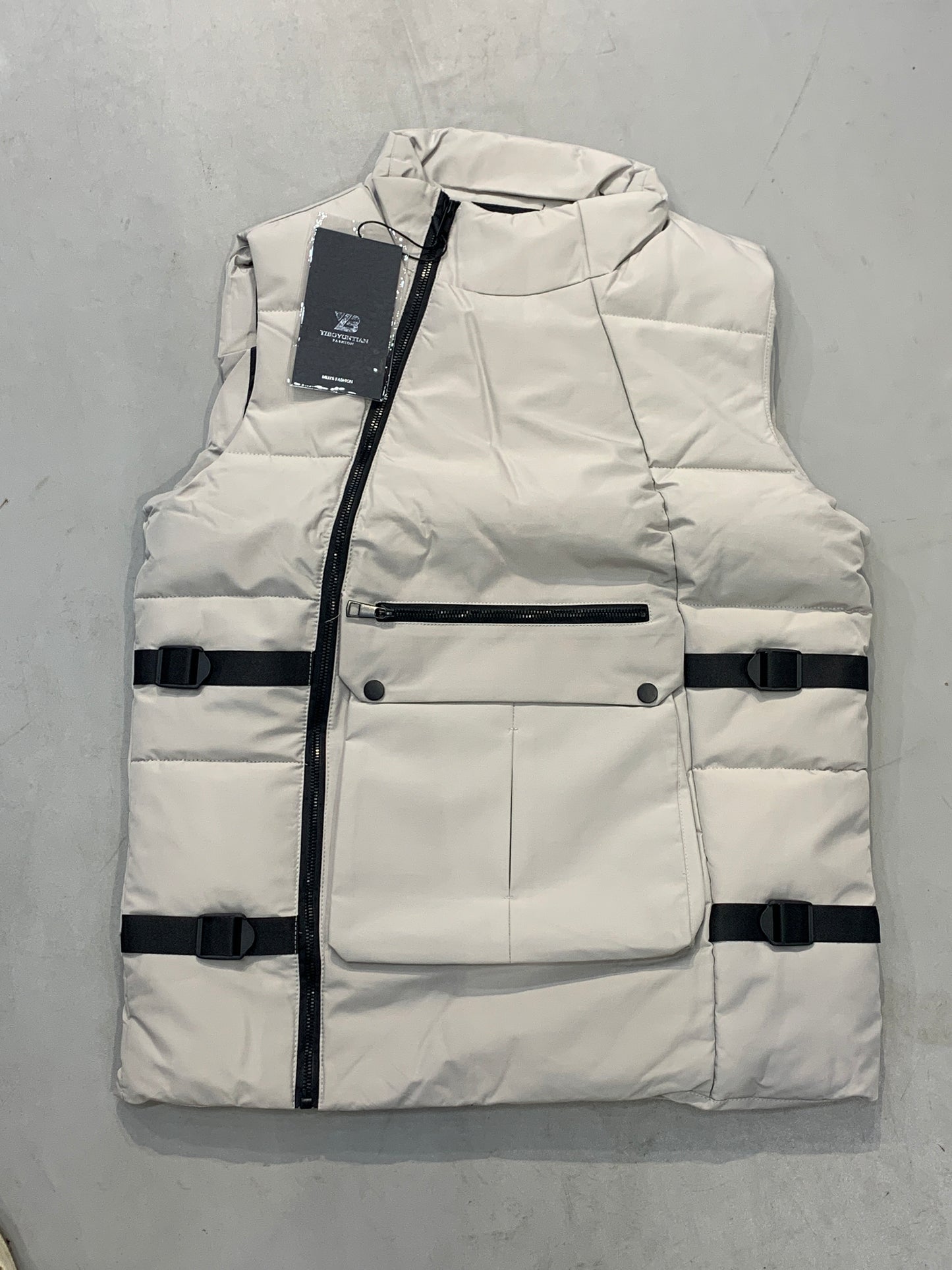 YIBOYUNTIAN YB FASHION CLASSIC Light Grey Colour Side Zipp Half Puffer Jacket YB-903