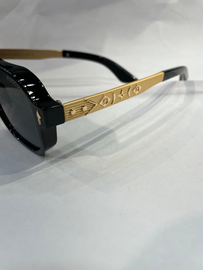 SOM Black Golden Frame Black Shade Unisex Sunglasses ZS98320 54 18 143