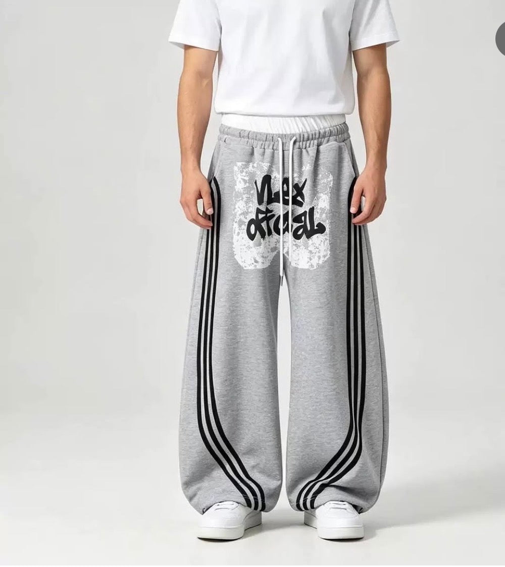 Cocaikw Grey Colour Official Print  Black Strap Premium Quality Imported Baggy Fit Lower 3275
