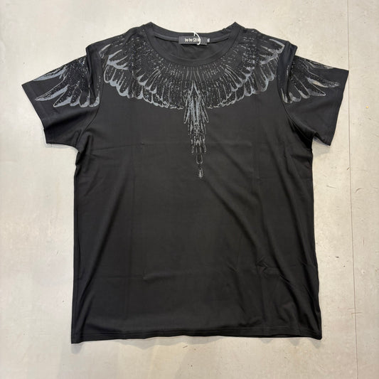 Black Colour Black Stone Wings Print Imported Unisex T-Shirt 6022