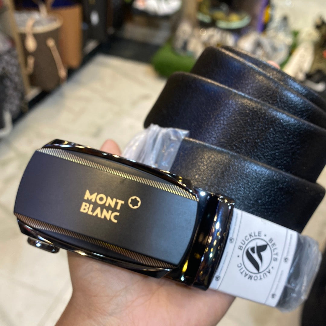 NOM Black Colour Buckle Yellow Print Genuine Leather Belt Automatic Buckle 64590