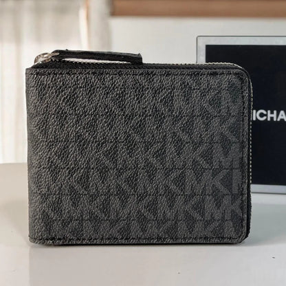 CIM MIC KM Print Genuine Leather Men’s Zipper Wallet  064801