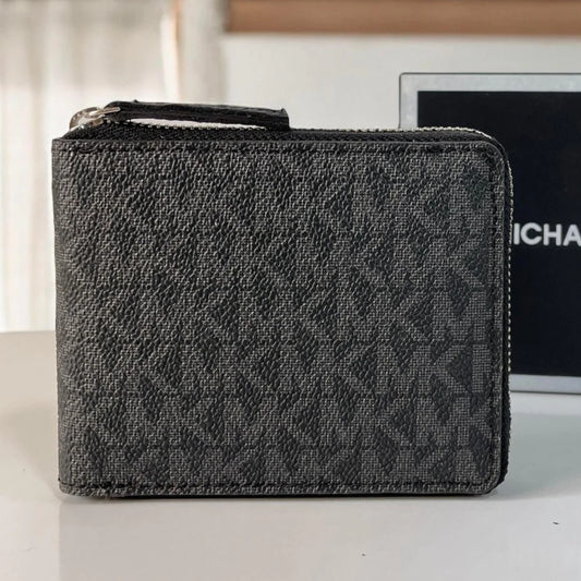 CIM MIC KM Print Genuine Leather Men’s Zipper Wallet  064801