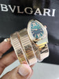 LVB Copper Snake Chain Ladies Stud Green Dial Watch 901417