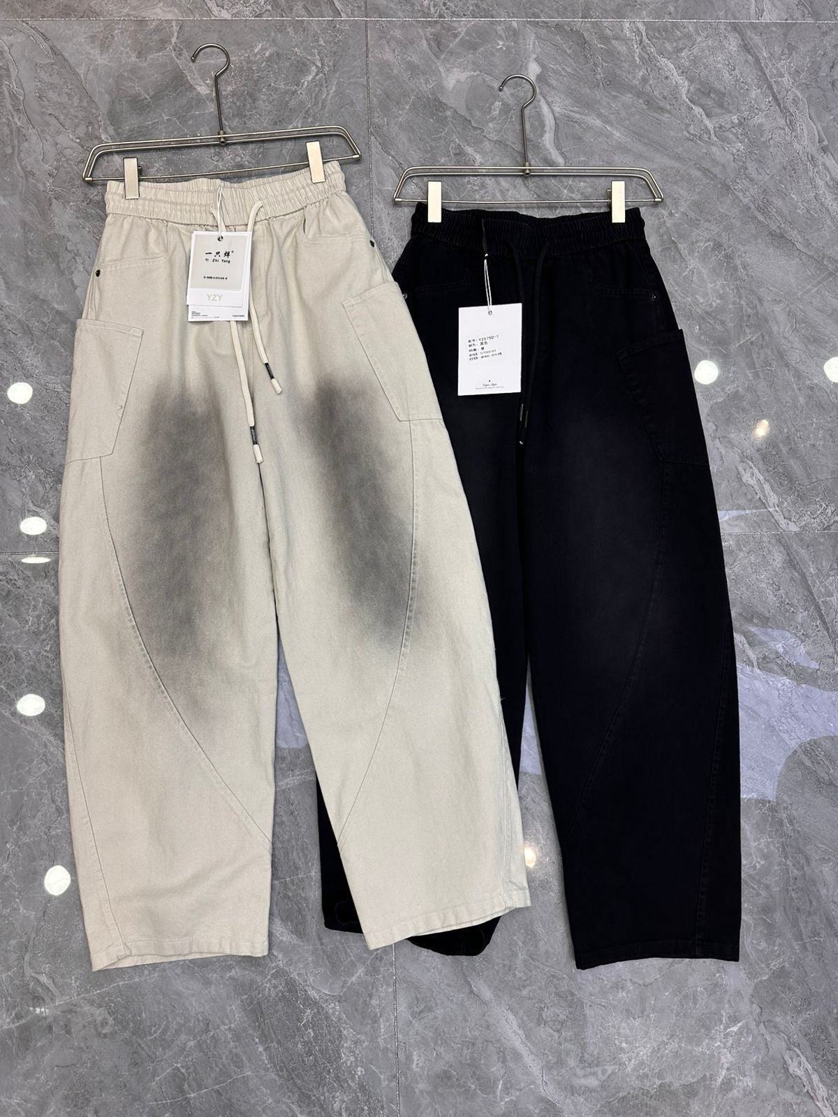YZY Korean Style Black Baggy Fit With 6 Pocket Denim Cargo Pants Y25750-1