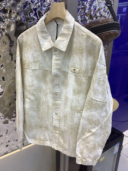 DESIGN White Cream Yellow Denim Rugged Design Premium Quality Oversized Men’s Jacket 8916