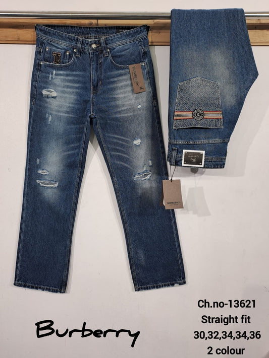 RUB BUR Blue Faded Rugged Design Lose Fit Men’s Jeans DBF8851