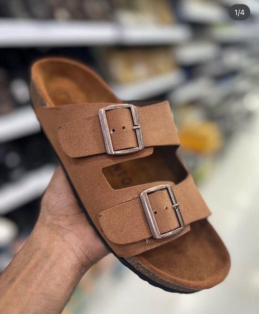 RIB BIR Rust Suede Leather Unisex Slipper 988972