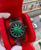 DUA Black Chain Green Dial Chrono Working Mens Watch 180831