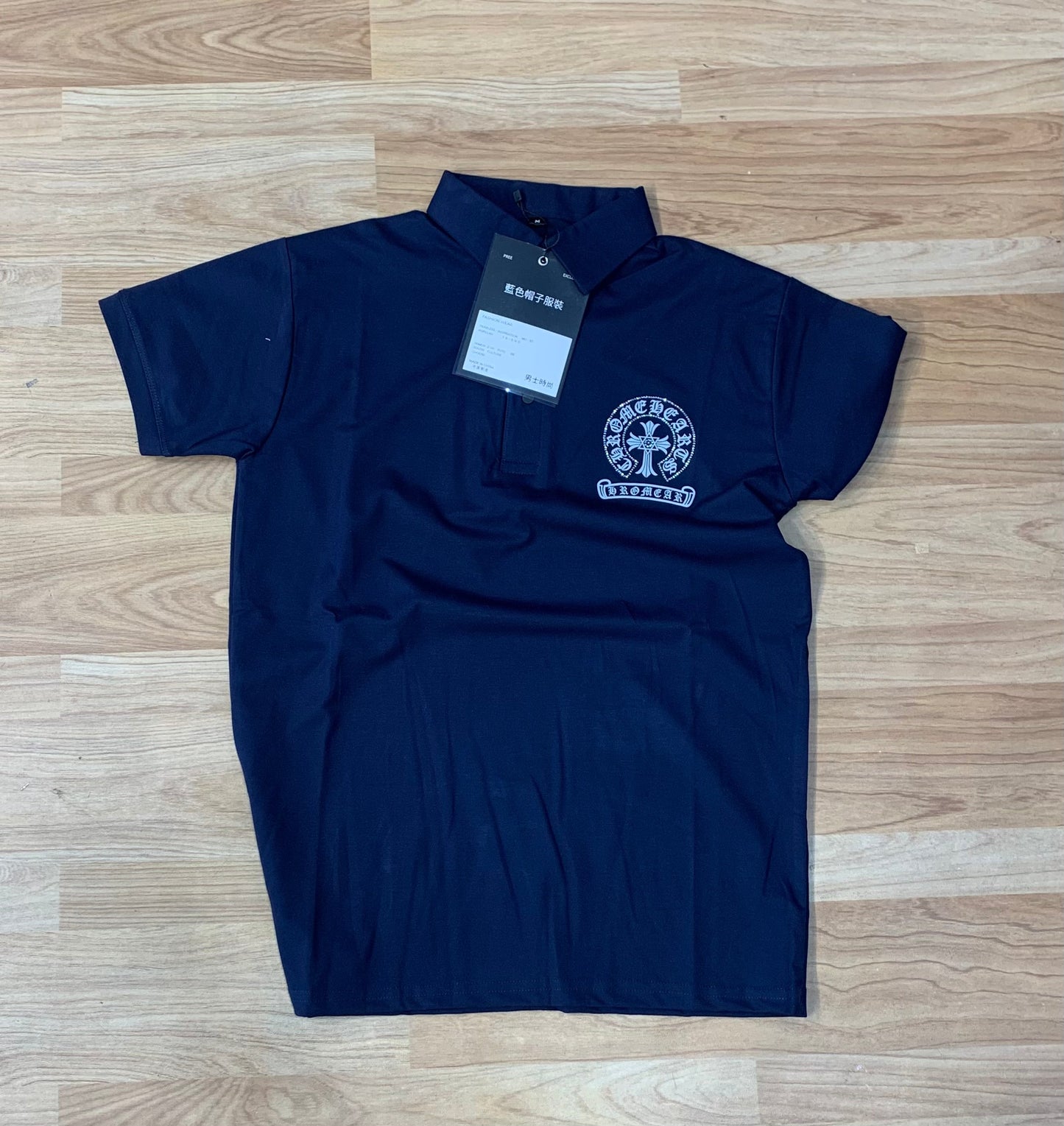 ORC Navy Blue Colour With Front Small Diamond Logo Premium Quality Imported Collar Tshirt 99801