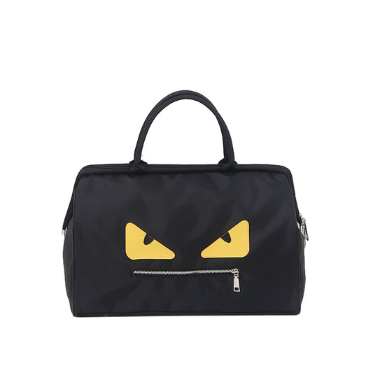 Fen Nef Black Colour Yellow Eyes Print Duffle Bag 989572