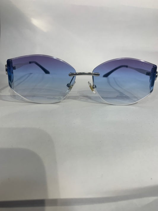 LEC Frameless Trancy Blue Shade Silver Stick Unisex Sunglasses 68084 54 18 142