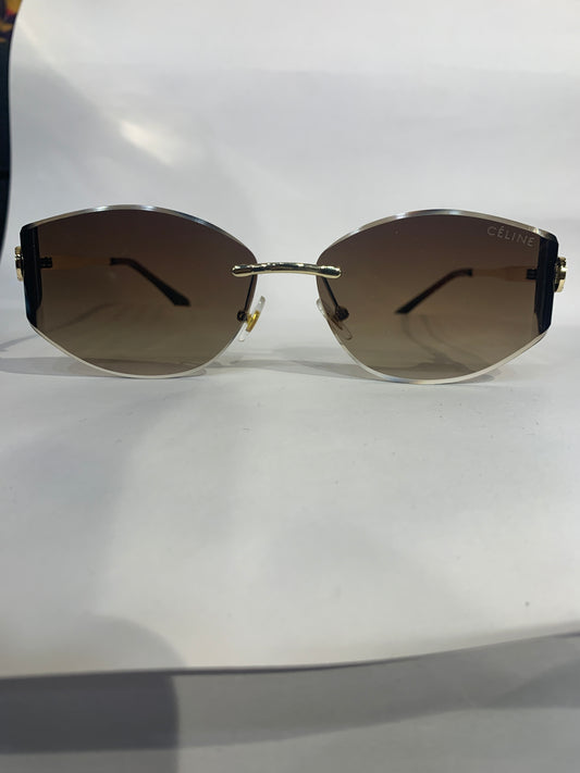 LEC Frameless Brown Shade Golden Stick Unisex Sunglasses 68084 54 18 142