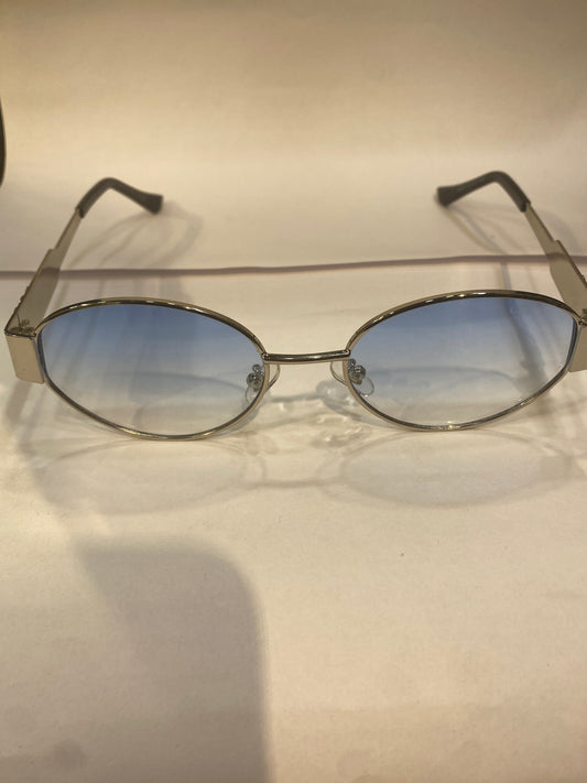 LEC Silver Frame Blue Shade Unisex Sunglasses 25003 55 17 145