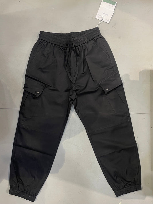 TIDE’POINT Korean Style Black Baggy Fit Cargo Jogger Pants 7011