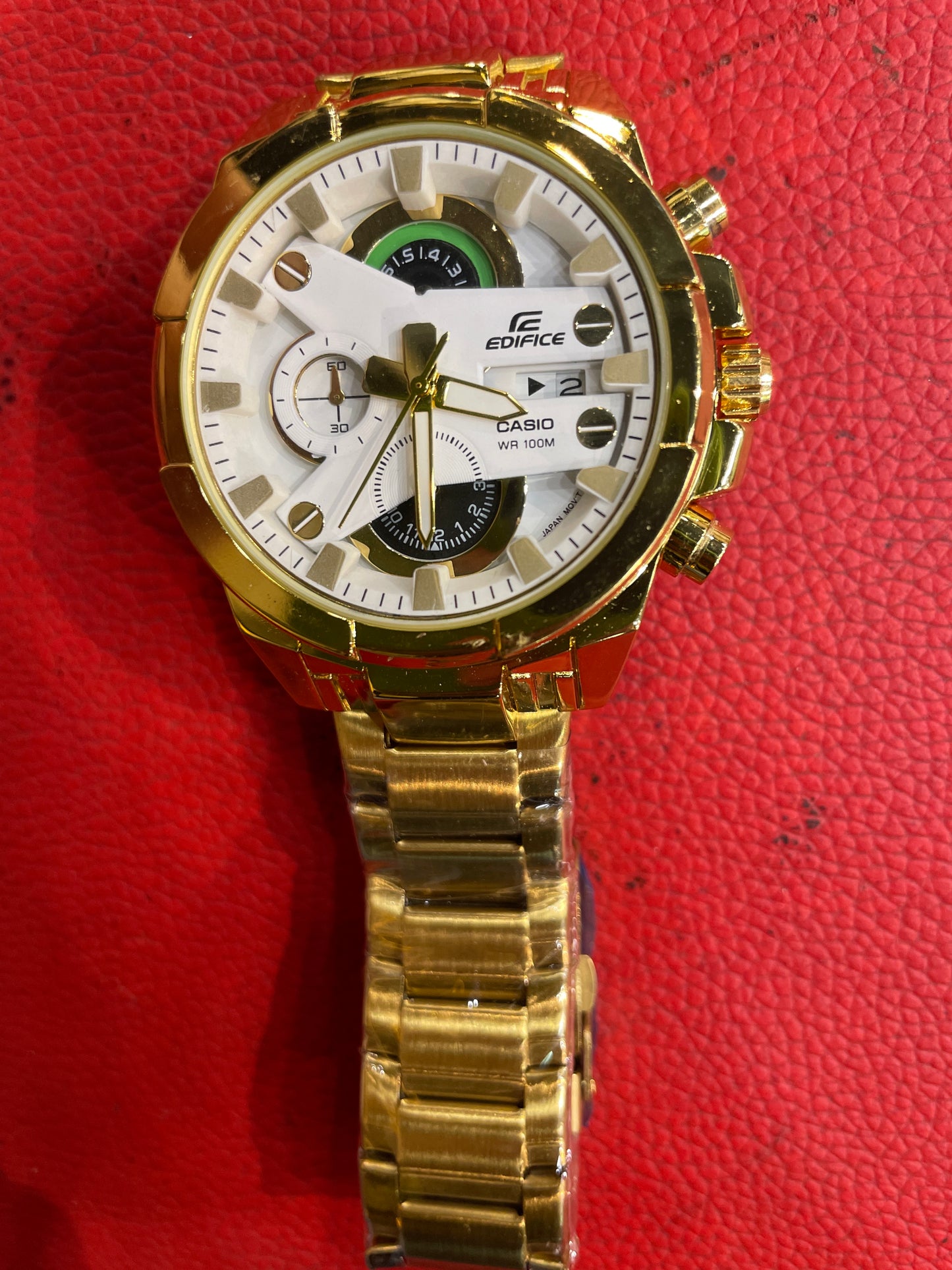 IDE EDI Golden Chain White Dial Chrono Mens Premium Watch 990517