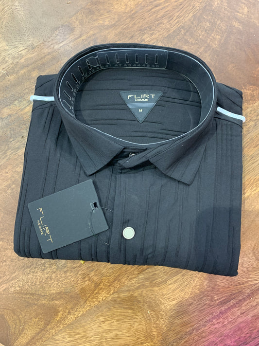 FLIRT Shirt Black Colour Embroidered Lining 6085