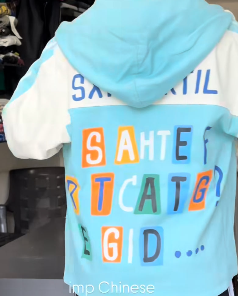 QIGKE SNIRL White Sly Blue Colour Premium Quality Imported Unisex Hooded Jacket 23-2322