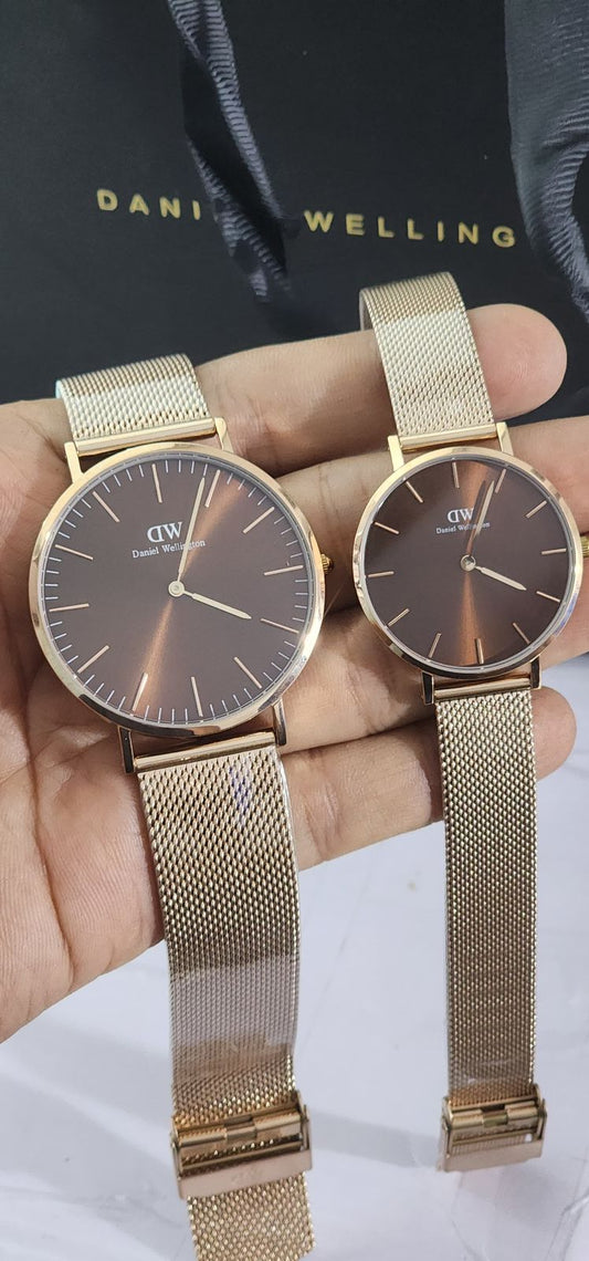 Wd Copper Chain Brown Dial Slim Formal Casual Watch For Ladies Box 989587