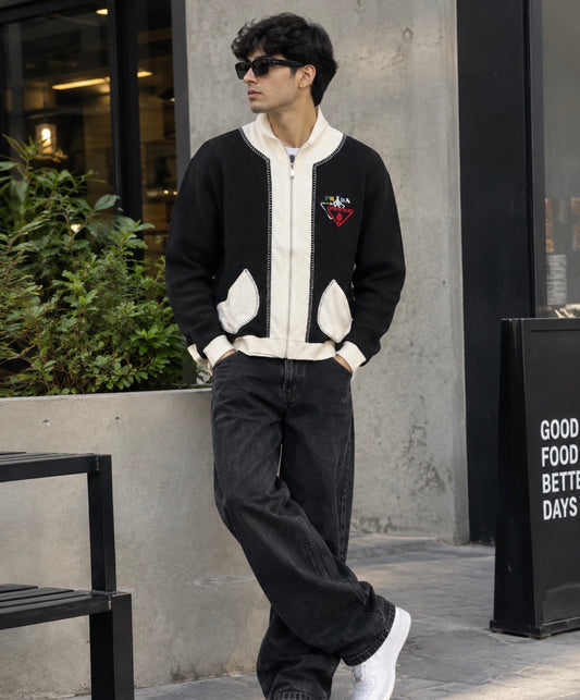ARP PRA Black Cream Colour Colour full Embroidery  Premium Quality Unisex Cardigan 26326-A